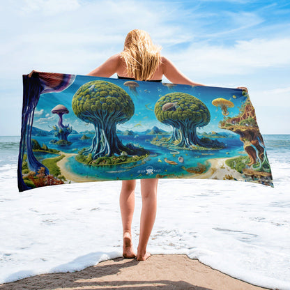 Beach Towel- Cosmic Tree Isles - by Jelly Kvlt