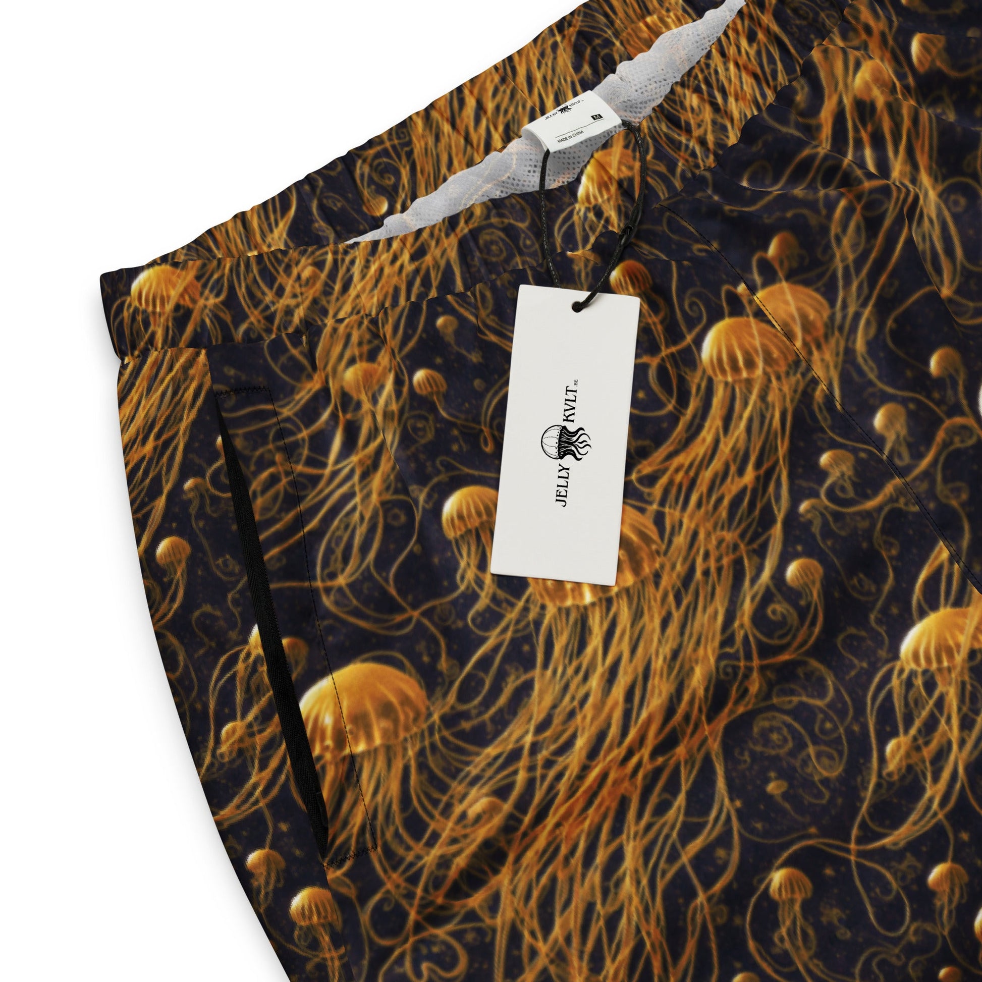 Unisex Track Pants - Black and Gold Jellyfishes | Jelly Kvlt