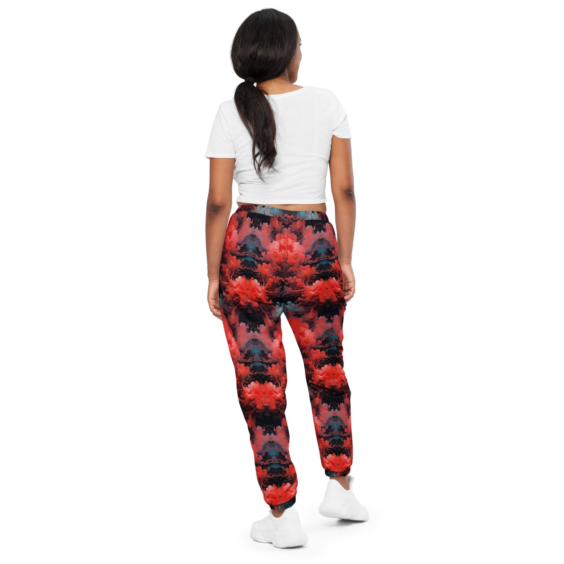 Unisex Track Pants - Ethereal Crimson Flow - Dark | Jelly Kvlt