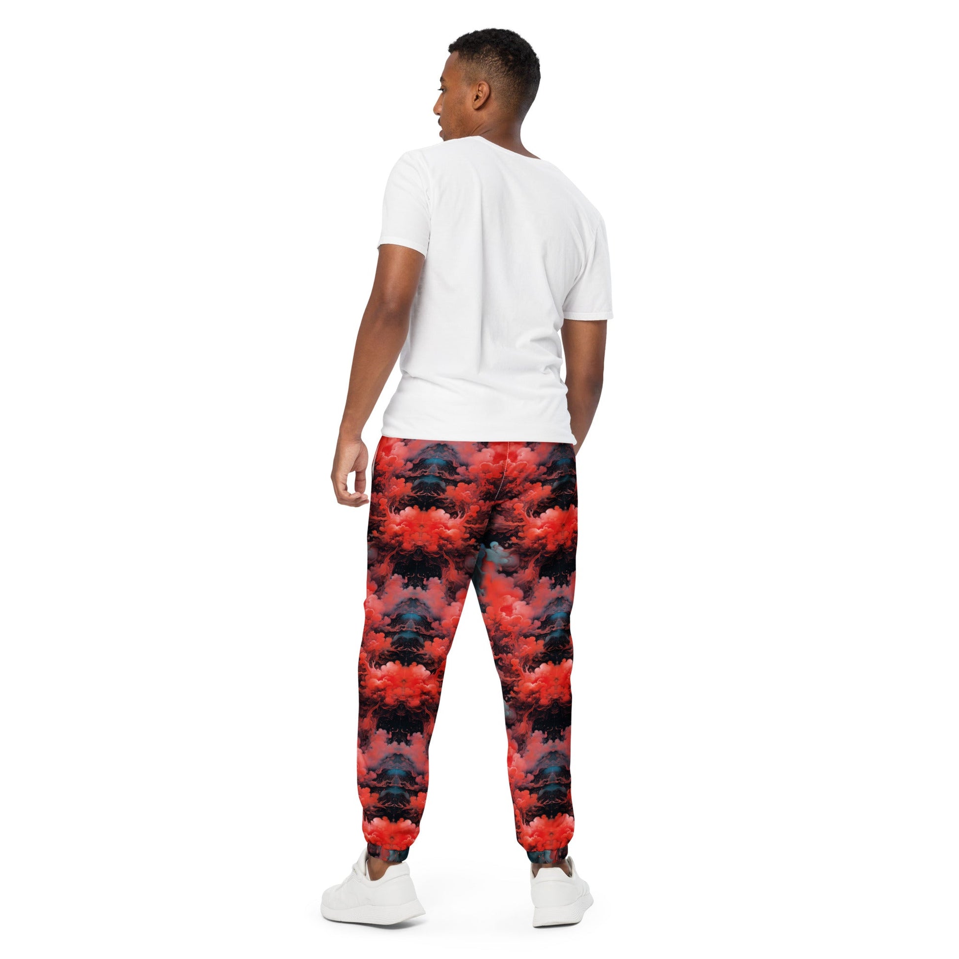 Unisex Track Pants - Ethereal Crimson Flow - Dark | Jelly Kvlt