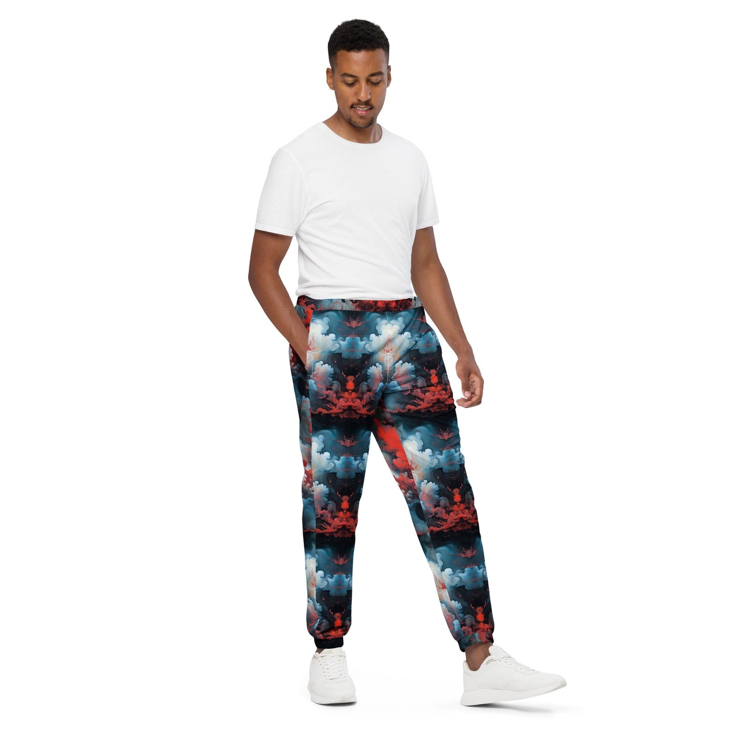 Unisex Track Pants - Ethereal Crimson Flow - Light | Jelly Kvlt