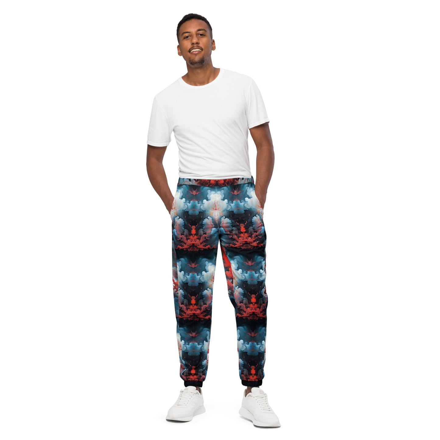 Unisex Track Pants - Ethereal Crimson Flow - Light | Jelly Kvlt