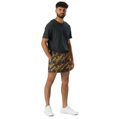 Unisex Athletic Shorts - Black and Gold Jellyfishes - by Jelly Kvlt