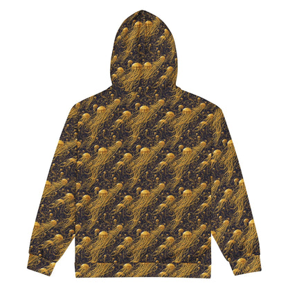 Unisex Comfort Zip Hoodie - Black and Gold Jellyfishes - by Jelly Kvlt