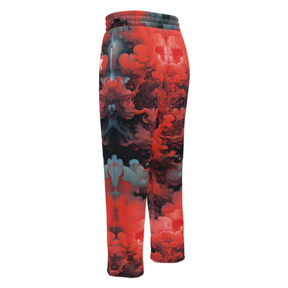 Unisex Wide-leg Joggers - Ethereal Crimson Flow - Dark - by Jelly Kvlt