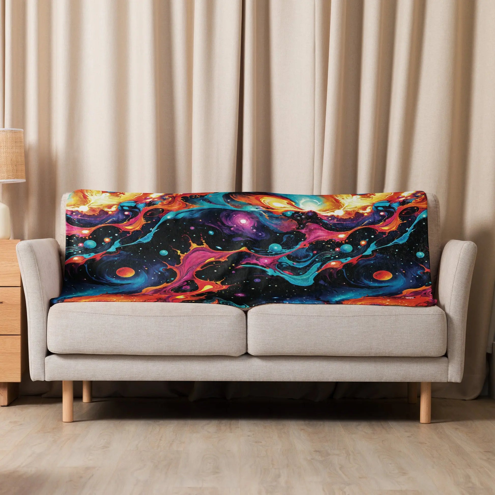 Warm Sherpa Fleece Blanket - Astral Tempest - by Jelly Kvlt