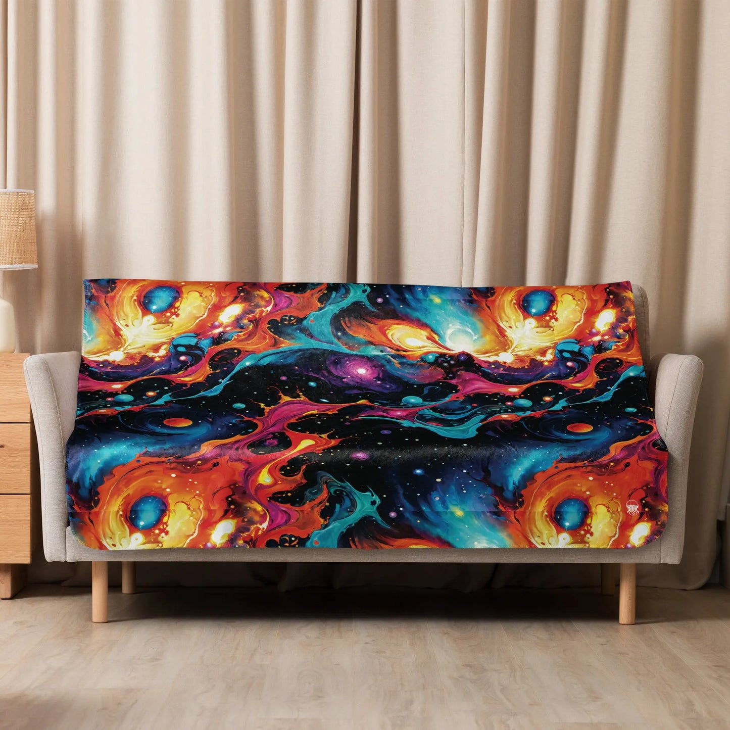 Warm Sherpa Fleece Blanket - Astral Tempest - by Jelly Kvlt