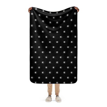 Warm Sherpa Fleece Blanket - Noir - Jellyfish Invaders | Jelly Kvlt