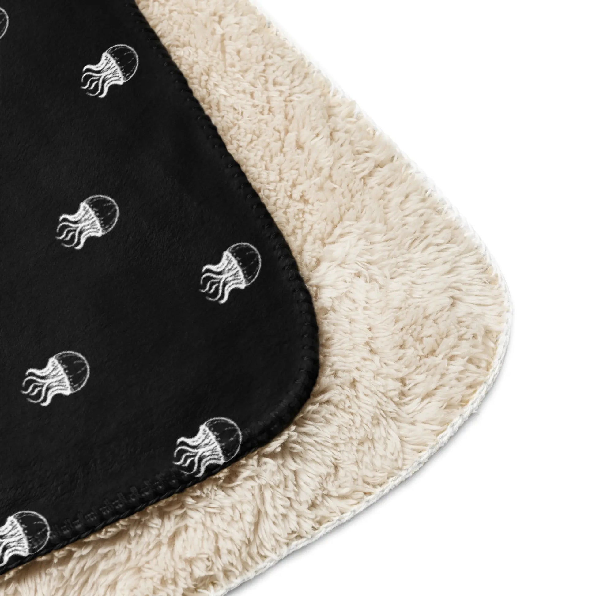 Warm Sherpa Fleece Blanket - Noir - Jellyfish Invaders | Jelly Kvlt