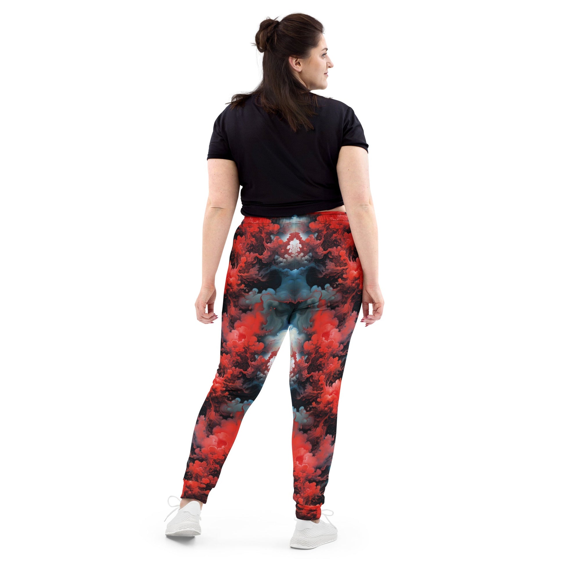 Women's Joggers - Ethereal Crimson Flow - Dark - by Jelly Kvlt