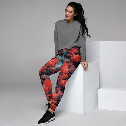 Women's Joggers - Ethereal Crimson Flow - Dark - by Jelly Kvlt