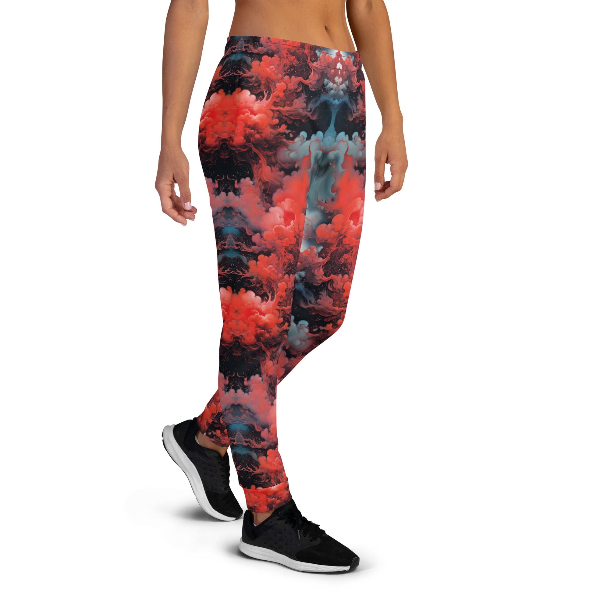 Women's Joggers - Ethereal Crimson Flow - Dark - by Jelly Kvlt