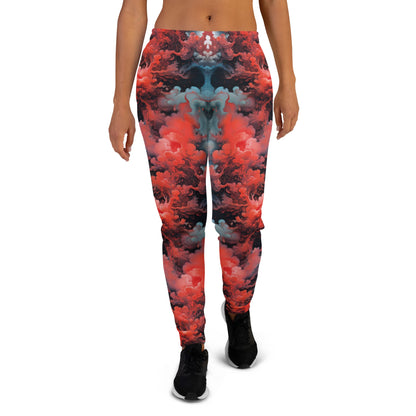 Women's Joggers - Ethereal Crimson Flow - Dark - by Jelly Kvlt