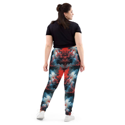 Women’s Comfortable Joggers - Ethereal Crimson Flow - Light - by Jelly Kvlt