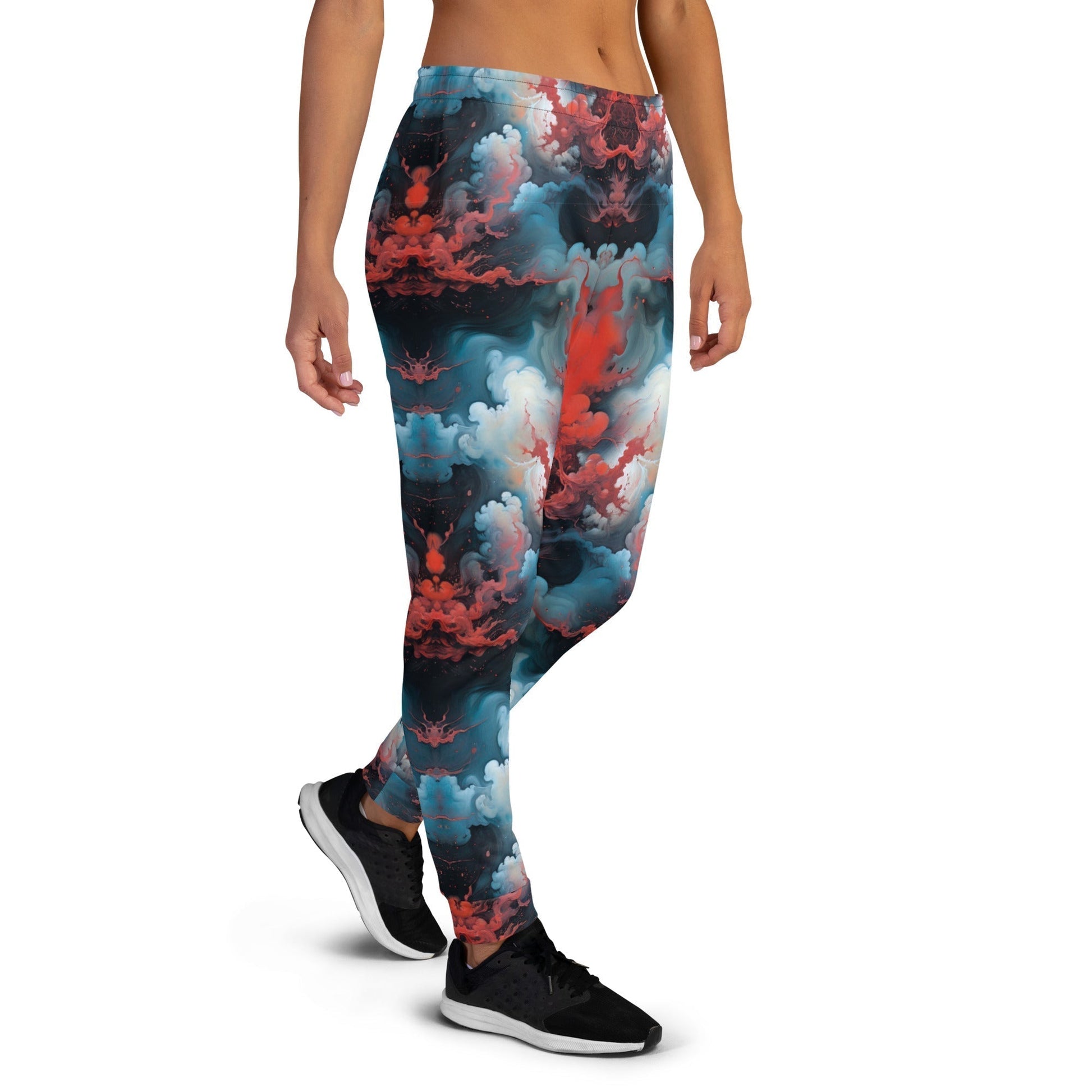 Women’s Comfortable Joggers - Ethereal Crimson Flow - Light - by Jelly Kvlt