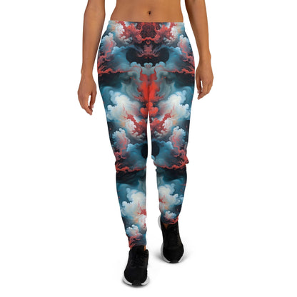 Women’s Comfortable Joggers - Ethereal Crimson Flow - Light - by Jelly Kvlt