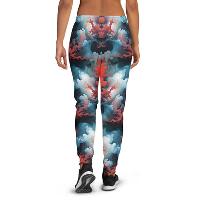 Women’s Comfortable Joggers - Ethereal Crimson Flow - Light - by Jelly Kvlt