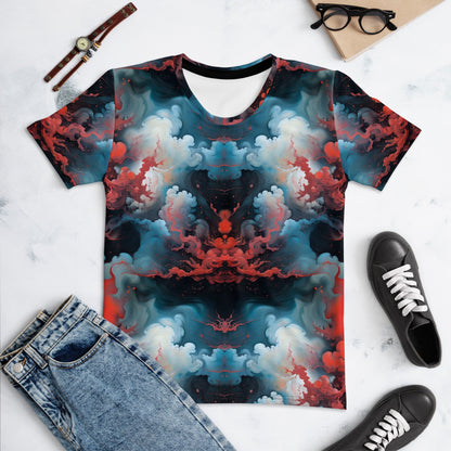 Women's Crewneck T-Shirt - Ethereal Crimson Flow - Light | Jelly Kvlt