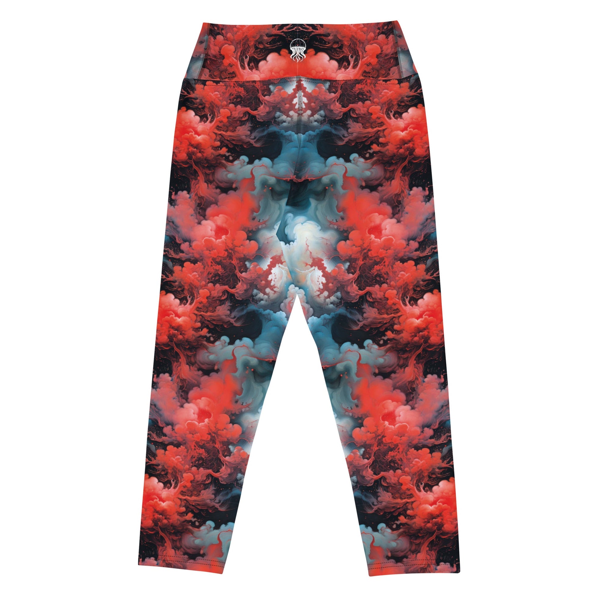 Yoga Capri Leggings - Ethereal Crimson Flow - Dark Jelly Kvlt