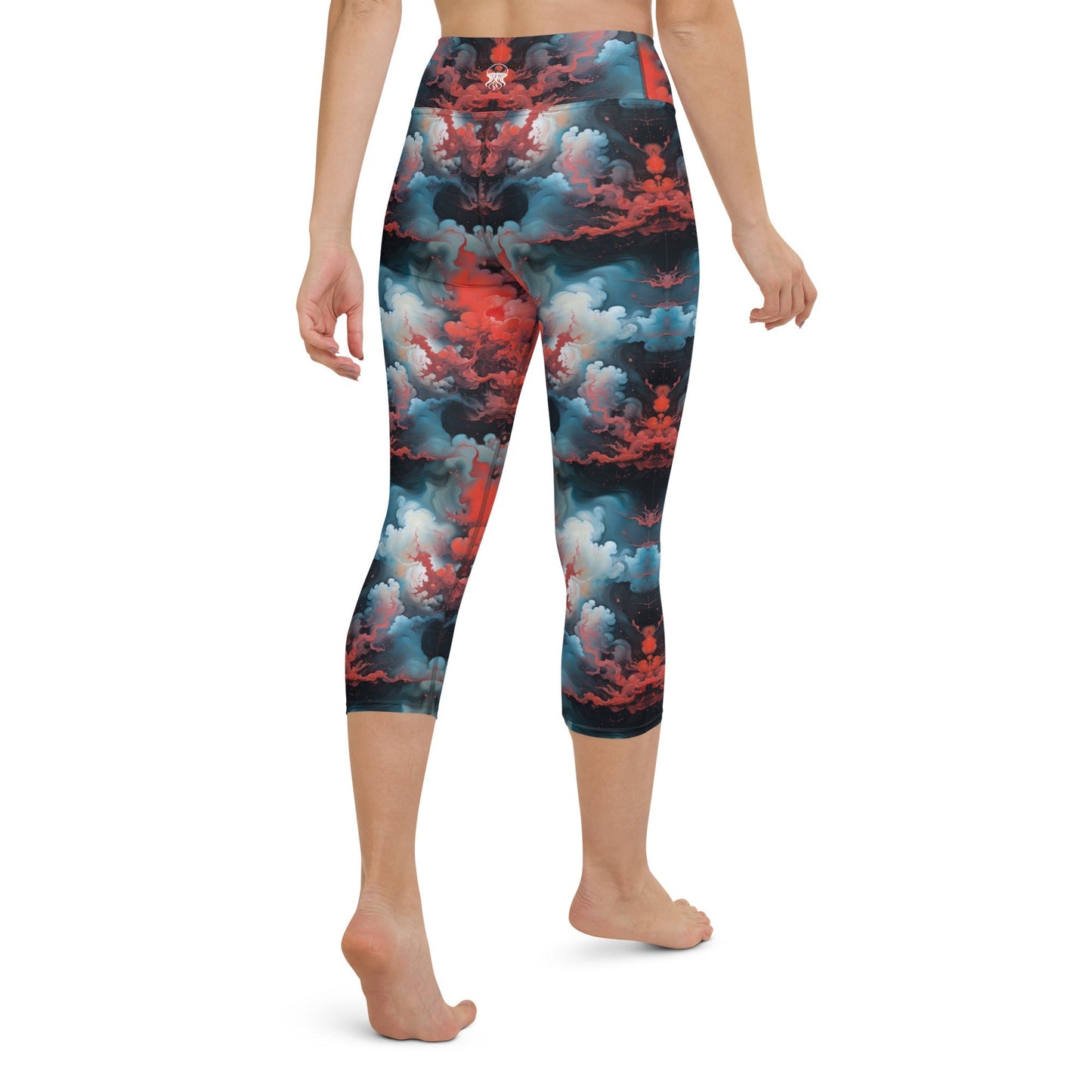 Yoga Capri Leggings - Ethereal Crimson Flow - Light Jelly Kvlt