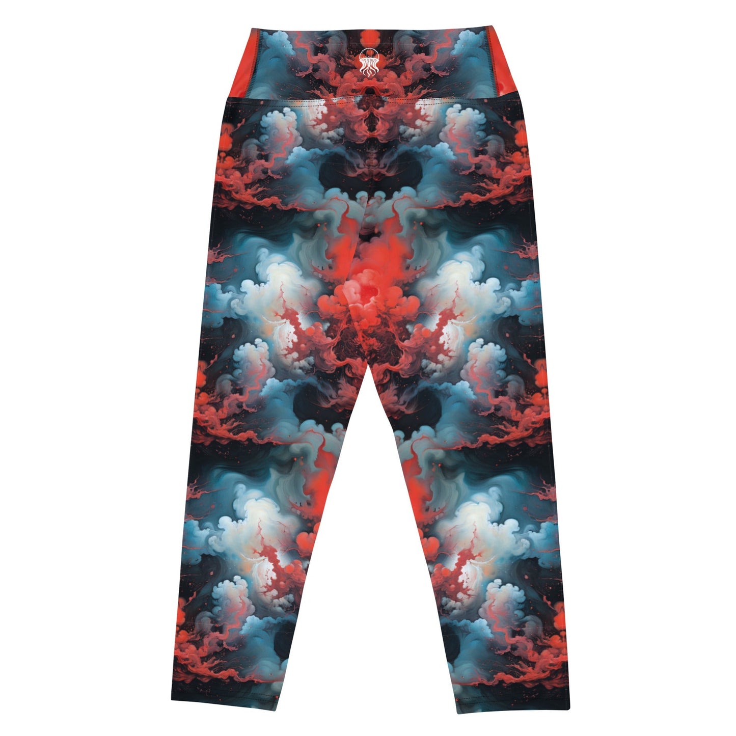 Yoga Capri Leggings - Ethereal Crimson Flow - Light Jelly Kvlt