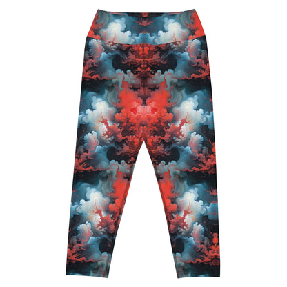 Yoga Capri Leggings - Ethereal Crimson Flow - Light Jelly Kvlt