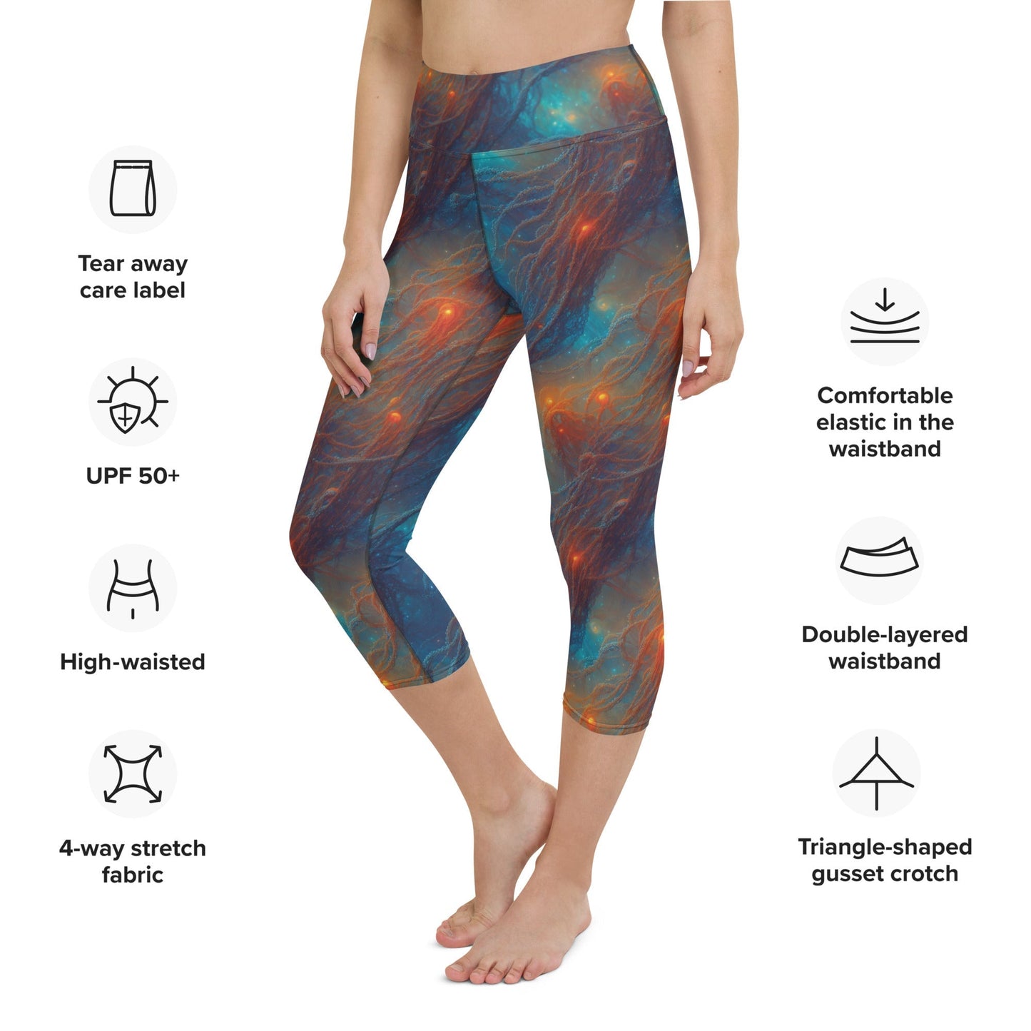 Yoga Capri Leggings - Nebular Nexus - by Jelly Kvlt