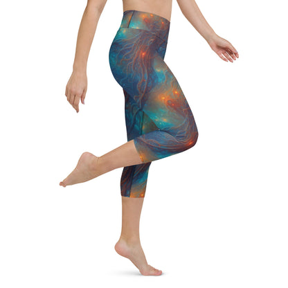 Yoga Capri Leggings - Nebular Nexus - by Jelly Kvlt