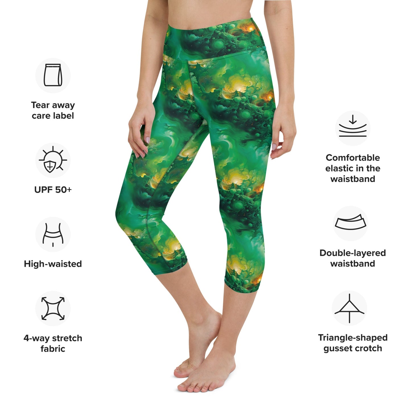 Yoga Capri Leggings - Viridian Shroud - by Jelly Kvlt