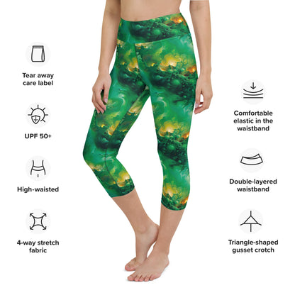 Yoga Capri Leggings - Viridian Shroud - by Jelly Kvlt