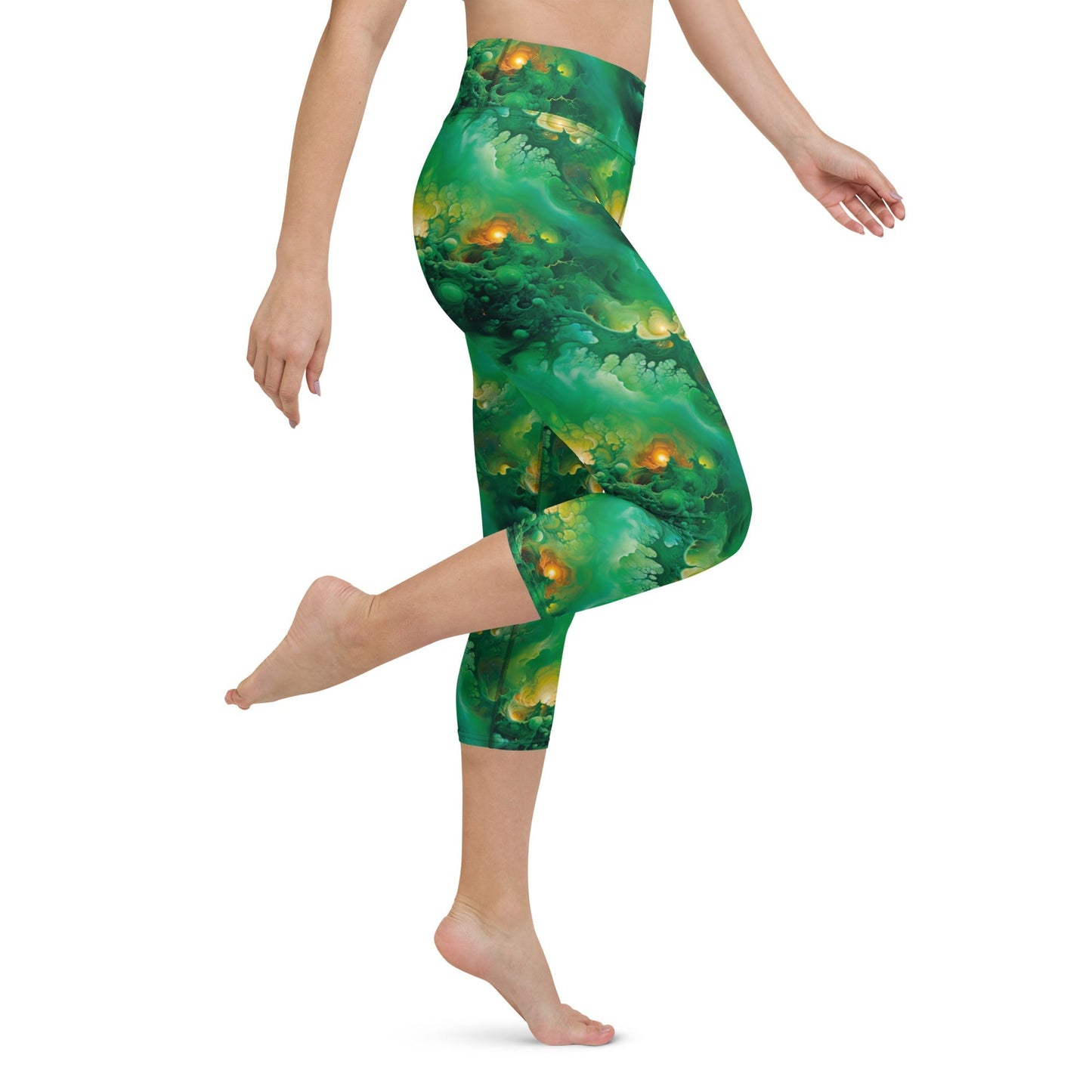 Yoga Capri Leggings - Viridian Shroud - by Jelly Kvlt