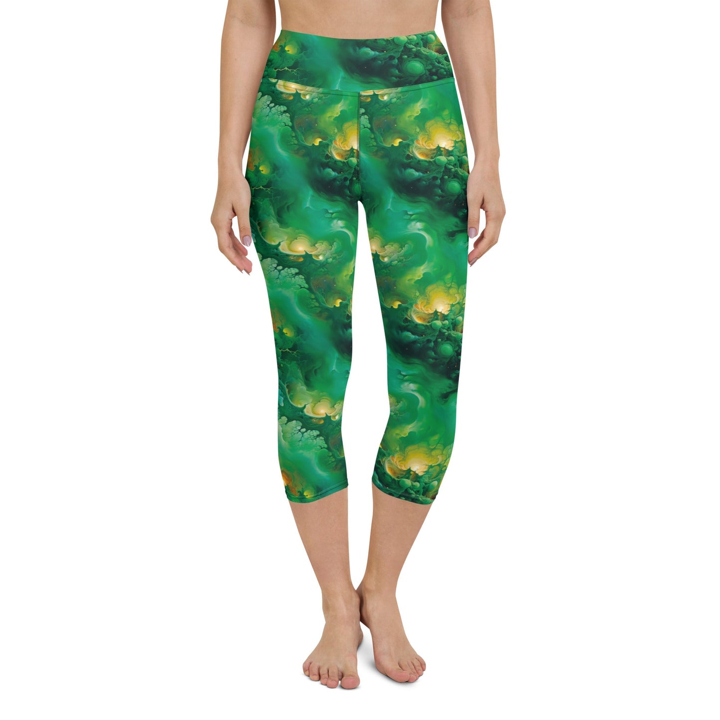 Yoga Capri Leggings - Viridian Shroud - by Jelly Kvlt