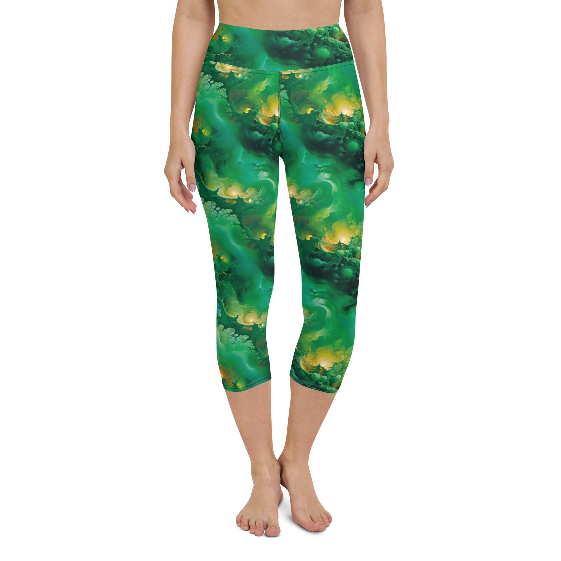 Yoga Capri Leggings - Viridian Shroud - by Jelly Kvlt