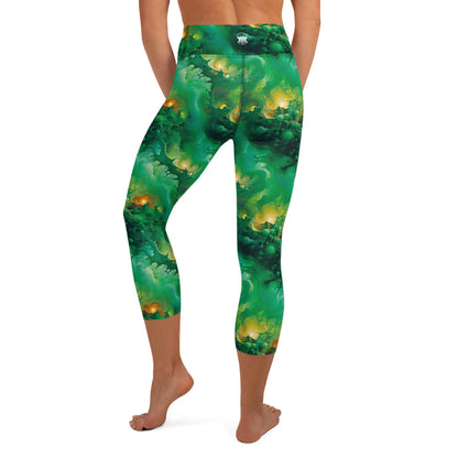 Yoga Capri Leggings - Viridian Shroud - by Jelly Kvlt