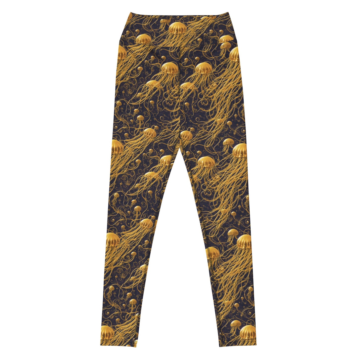 Yoga Leggings - Black and Gold Jellyfishes | Jelly Kvlt