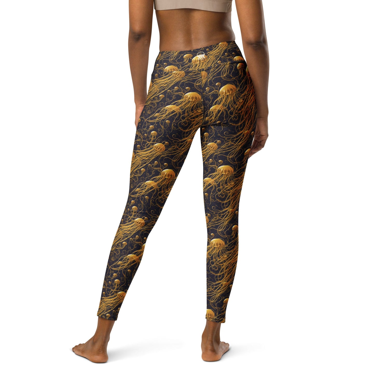 Yoga Leggings - Black and Gold Jellyfishes | Jelly Kvlt