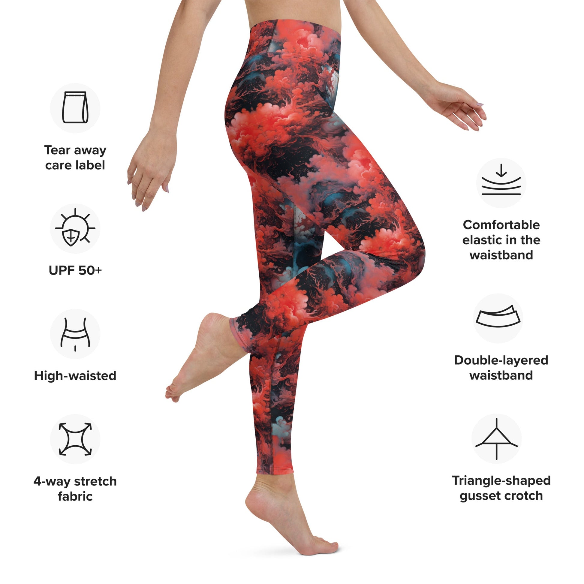 Yoga Leggings - Ethereal Crimson Flow - Dark Jelly Kvlt