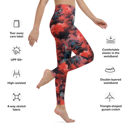 Yoga Leggings - Ethereal Crimson Flow - Dark Jelly Kvlt