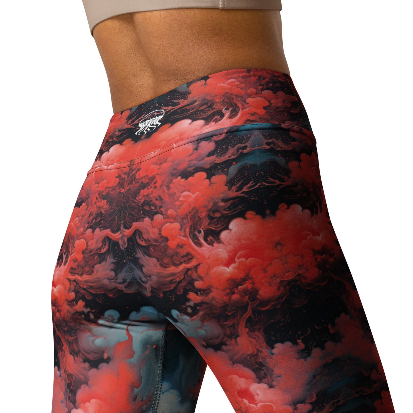 Yoga Leggings - Ethereal Crimson Flow - Dark Jelly Kvlt