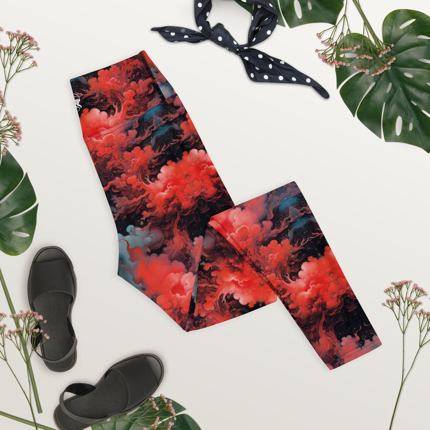 Yoga Leggings - Ethereal Crimson Flow - Dark Jelly Kvlt