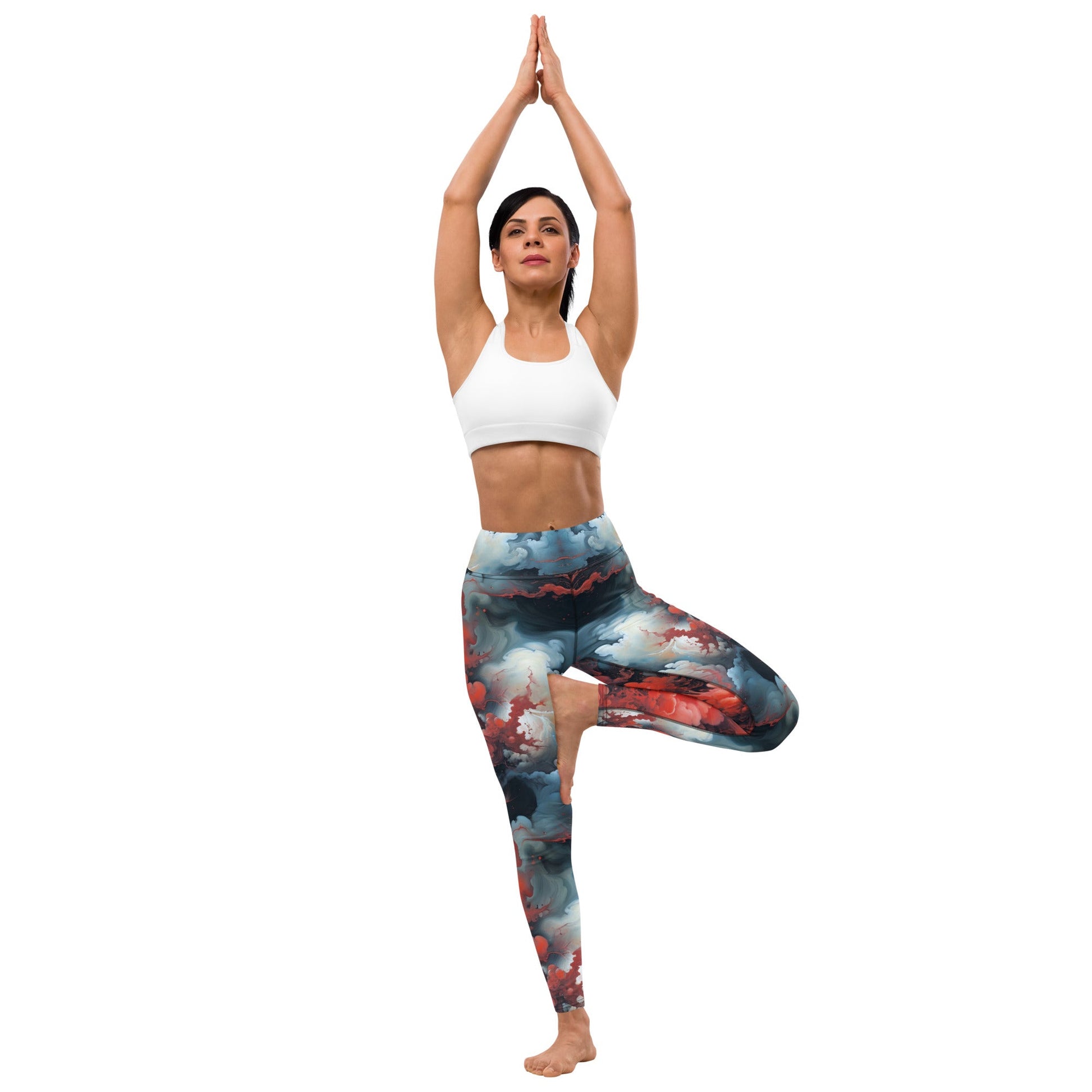 Yoga Leggings - Ethereal Crimson Flow - Dual Harmony Jelly Kvlt