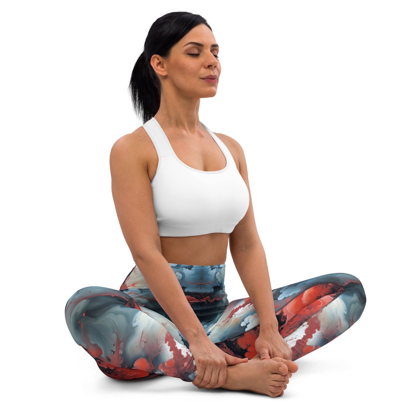 Yoga Leggings - Ethereal Crimson Flow - Dual Harmony Jelly Kvlt