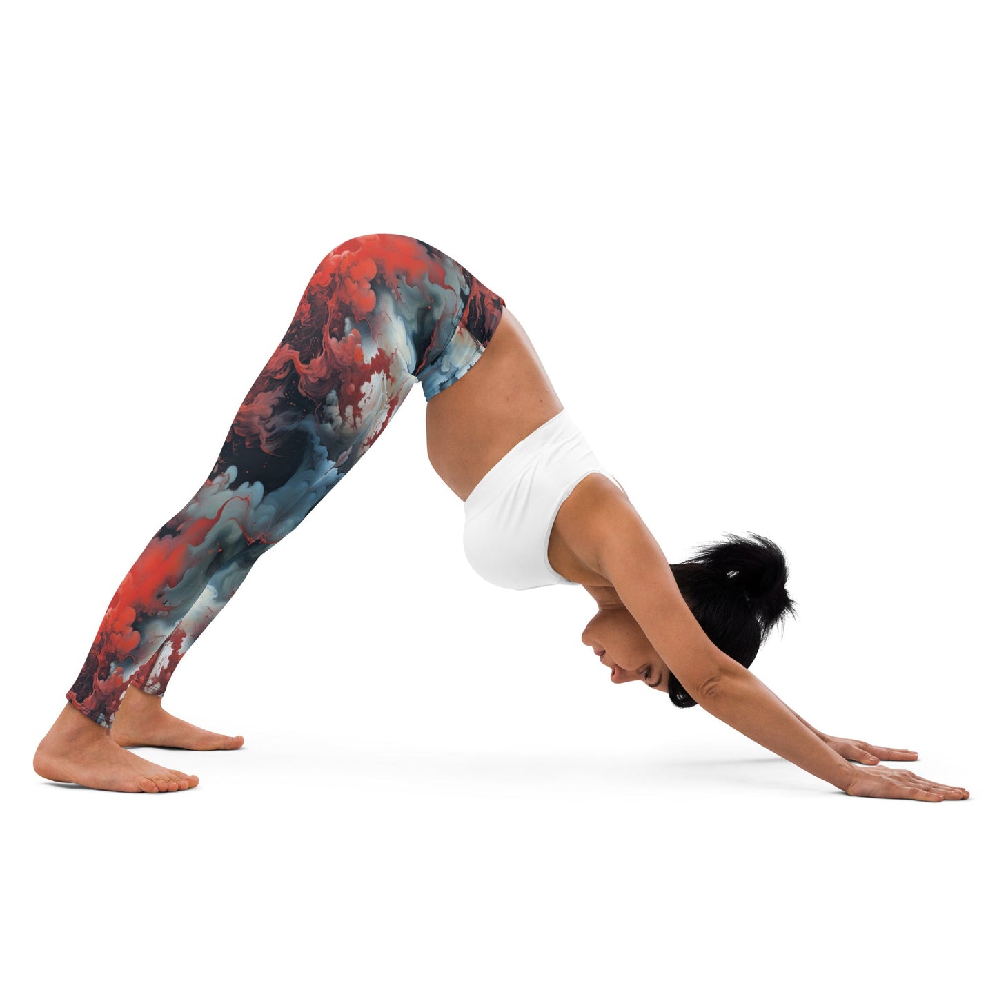 Yoga Leggings - Ethereal Crimson Flow - Dual Harmony Jelly Kvlt