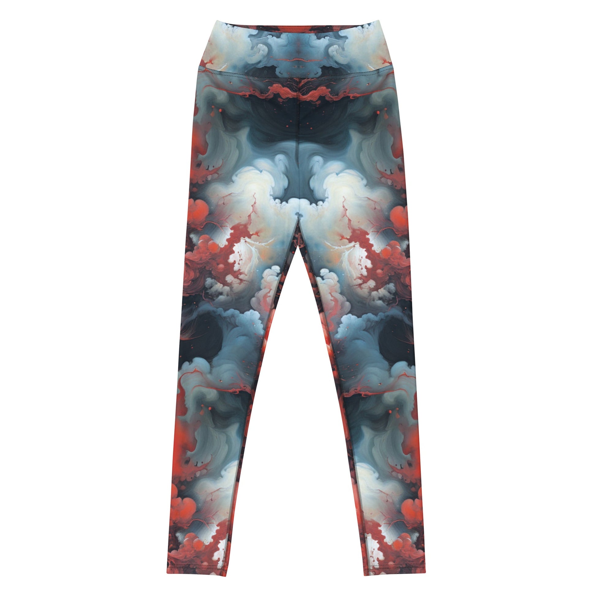 Yoga Leggings - Ethereal Crimson Flow - Dual Harmony Jelly Kvlt