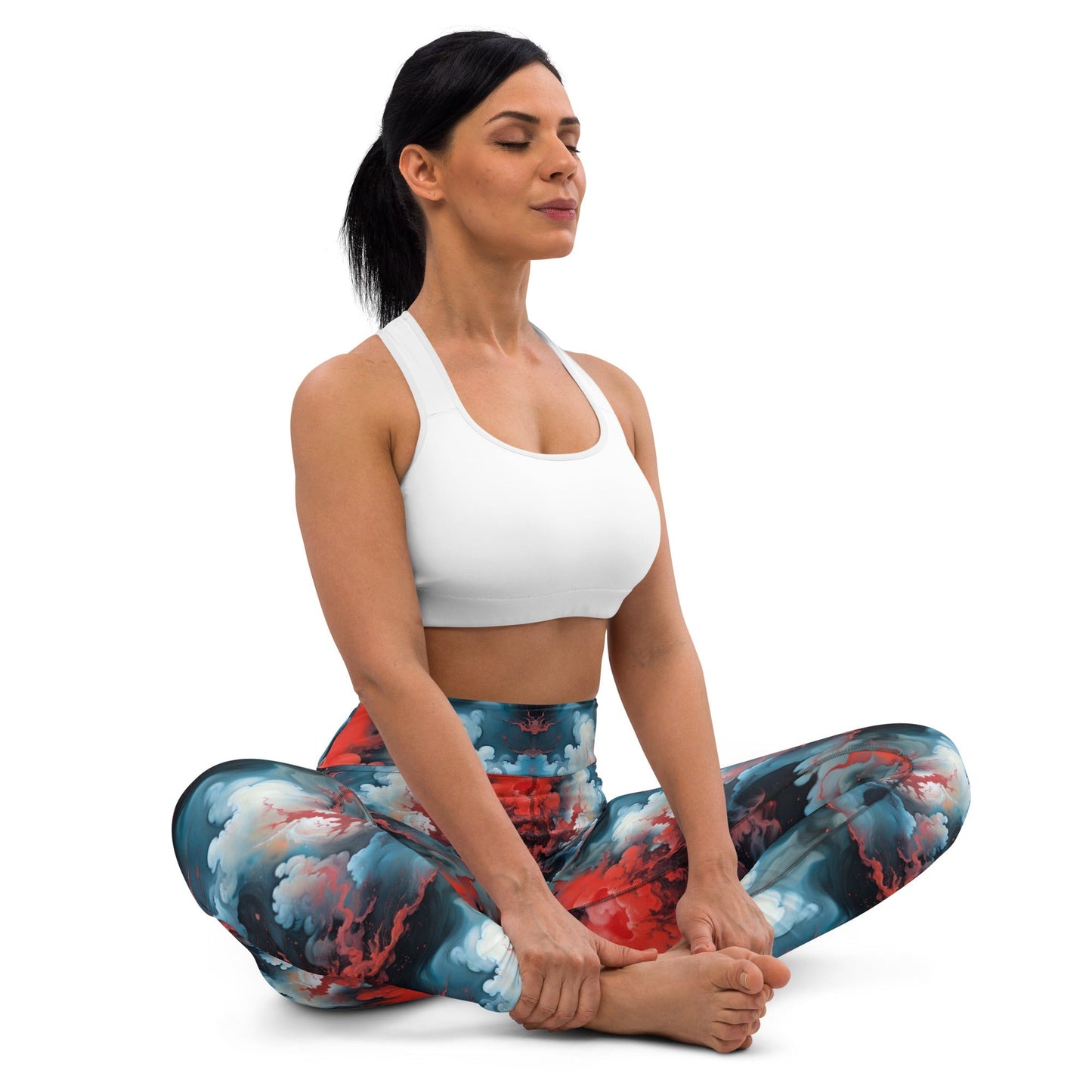 Yoga Leggings - Ethereal Crimson Flow - Light Jelly Kvlt