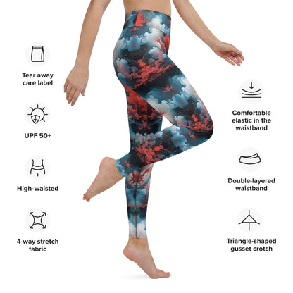 Yoga Leggings - Ethereal Crimson Flow - Light Jelly Kvlt