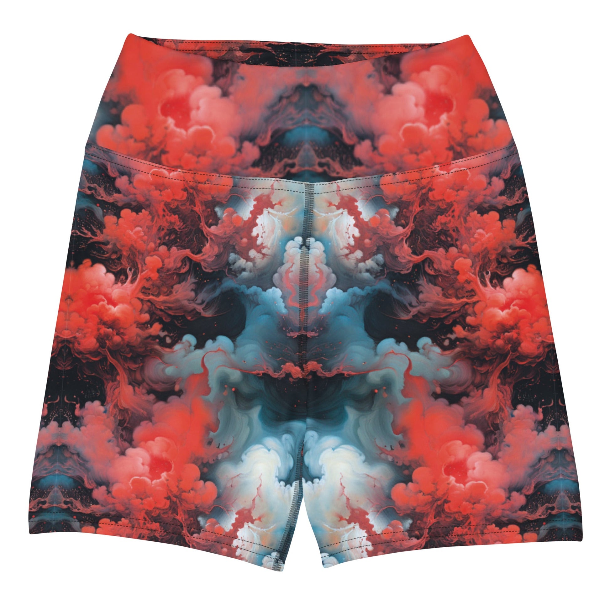 Yoga Shorts - Ethereal Crimson Flow - Dark Jelly Kvlt