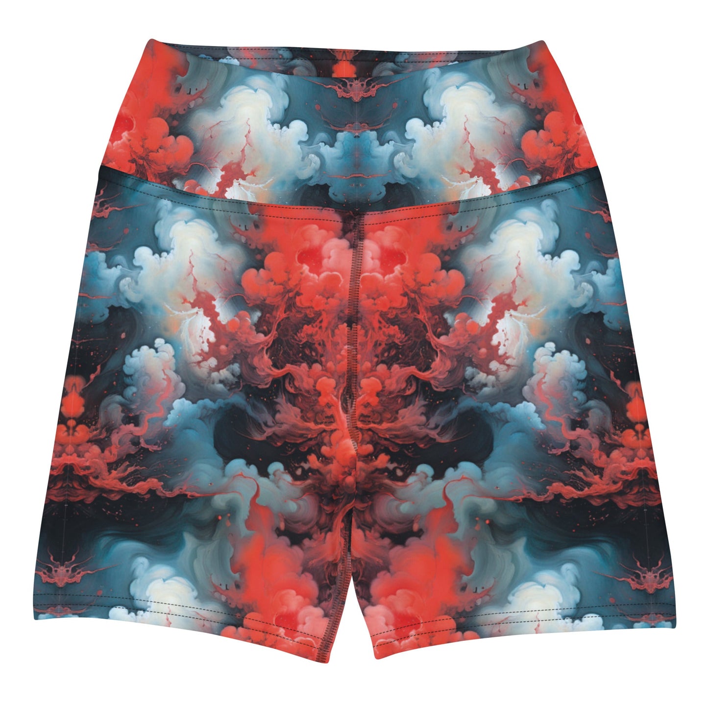 Yoga Shorts - Ethereal Crimson Flow - Light Jelly Kvlt