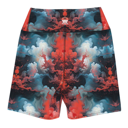 Yoga Shorts - Ethereal Crimson Flow - Light Jelly Kvlt