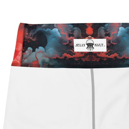 Yoga Shorts - Ethereal Crimson Flow - Light Jelly Kvlt